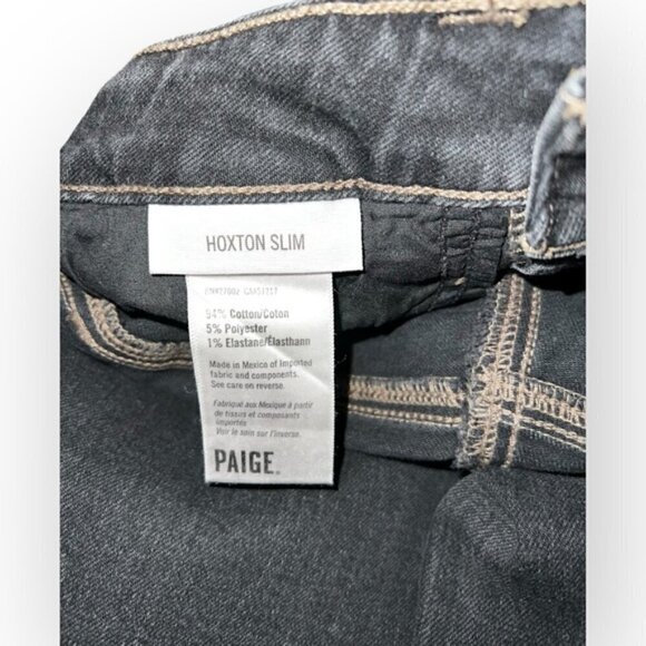 NWT PAIGE ultra high rise Hoxton Ankle Raw Hem Smokey Charcoal Black denim w 24 - Picture 8 of 10
